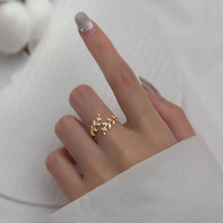 Champagne Zirkonia Leaf Ring 18K Guldbelagt