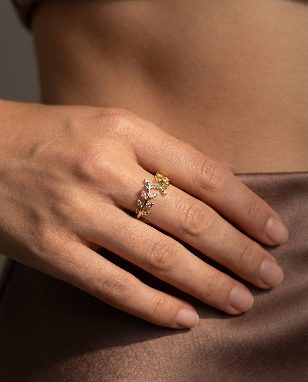Summer Zirkonia Leaf Ring 18K Guldbelagt