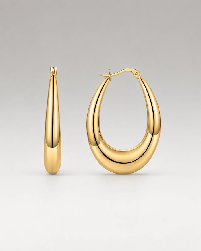 Klassisk Teardrop Hoops 18K Guldbelagt