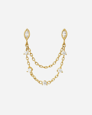 Krystal Kæde Ørestikker 18K Guldbelagt