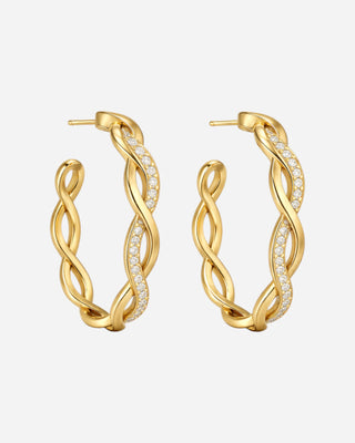 Round Wave Crystal Hoops 18K Guldbelagt