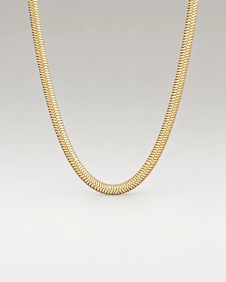 Flad Slange Choker 18K Guldbelagt 5mm