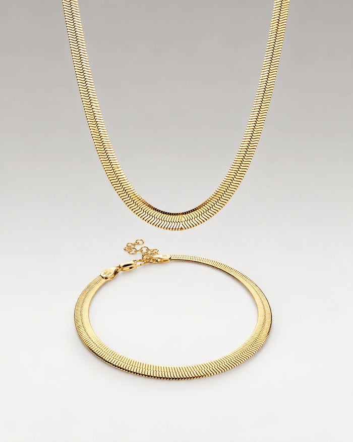 Slange Choker + Armbånd Gavesæt 18K Guldbelagt