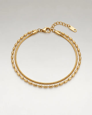 Flad Slange Layer Armbånd 18K Guldbelagt 4mm