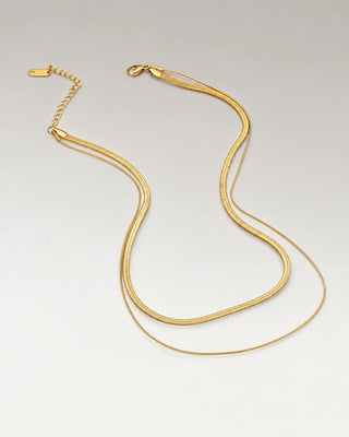 Flad Slange Layer Choker Gavesæt 18K Guldbelagt