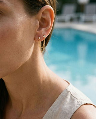 Zirkonia Flower Ørestikker 18K Guldbelagt