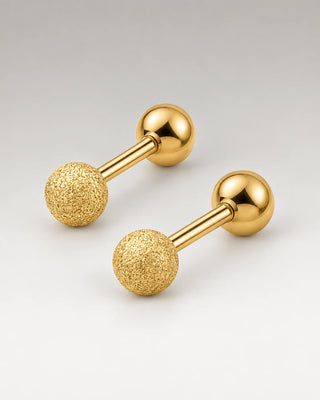 Small Frosted Beads Ørestikker 18K Guldbelagt