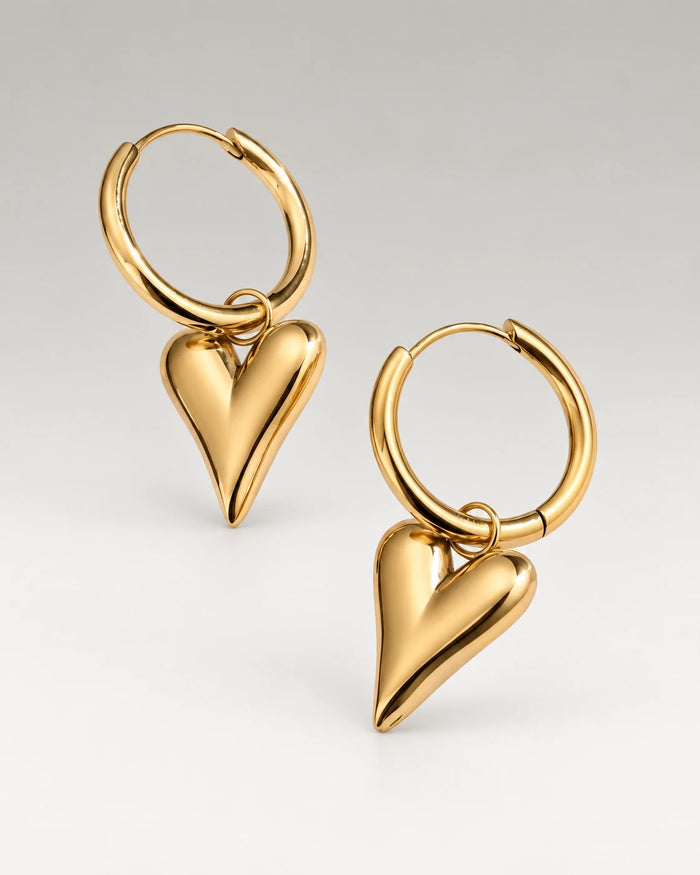Golden Love Huggies Øreringe 18K Guldbelagt