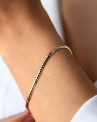 Flad Slange Armbånd 18K Guldbelagt 2mm