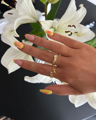 Zirkonia Leaf Ring 18K Guldbelagt