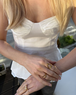 Hamret Heart Ring 18K Guldbelagt