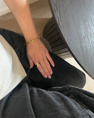 Champagne Zirkonia Leaf Ring 18K Guldbelagt