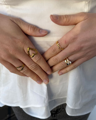 Hamret Heart Ring 18K Guldbelagt