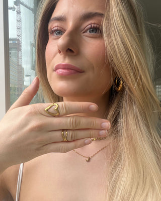 Hamret Heart Ring 18K Guldbelagt