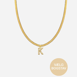 Flad Slange Bogstav Halskæde 18K Guldbelagt 4mm