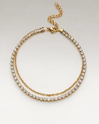 Krystal Zirkonia Ankelkæde 18K Guldbelagt 3mm
