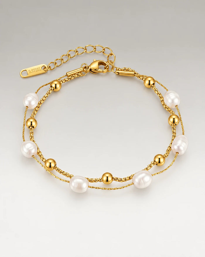 Natural Pearl Layer Armbånd 18K Guldbelagt