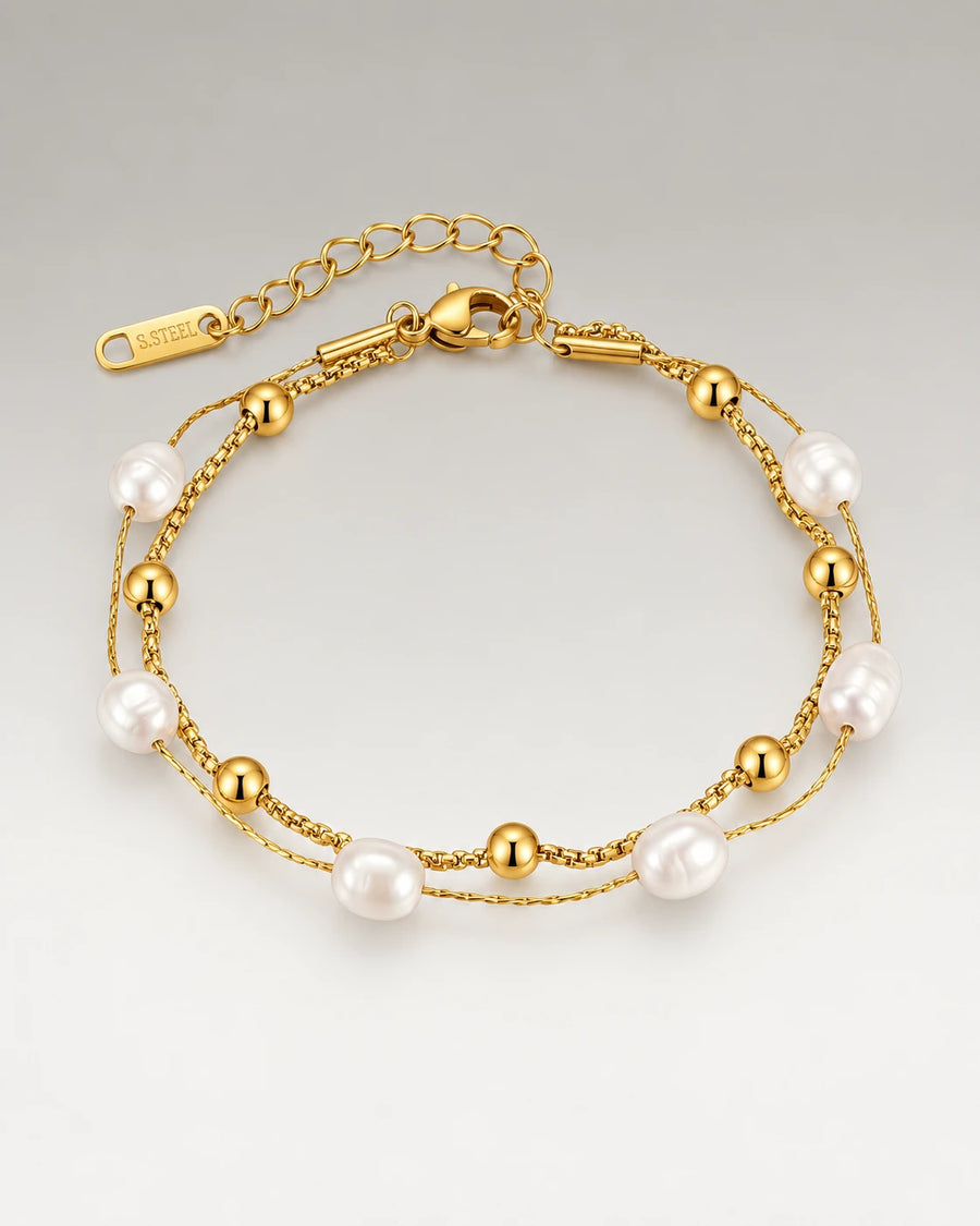 Natural Pearl Layer Armbånd 18K Guldbelagt
