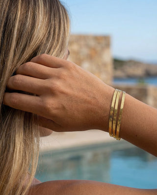 Triple Flad Slange Armbånd 18K Guldbelagt 9mm
