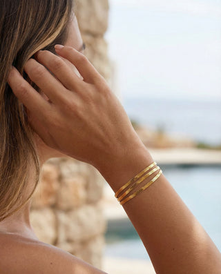 Triple Flad Slange Armbånd 18K Guldbelagt 9mm