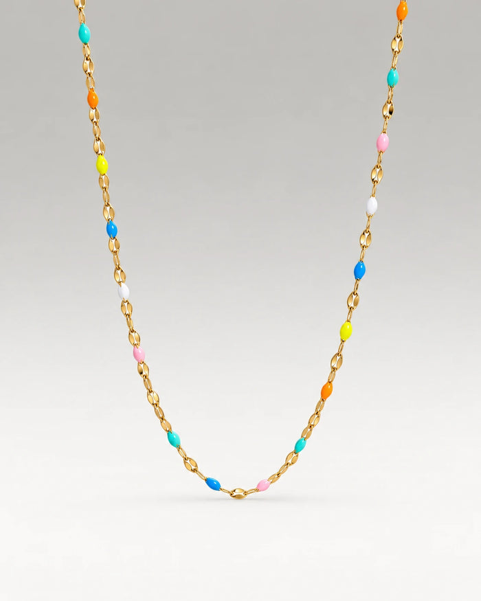 Pastel Rainbow Halskæde 18K Guldbelagt