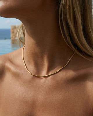 Rund Slange Choker 18K Guldbelagt 2mm
