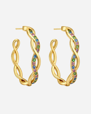 Round Wave Multi Hoops 18K Guldbelagt