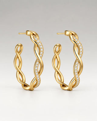 Round Wave Crystal Hoops 18K Guldbelagt