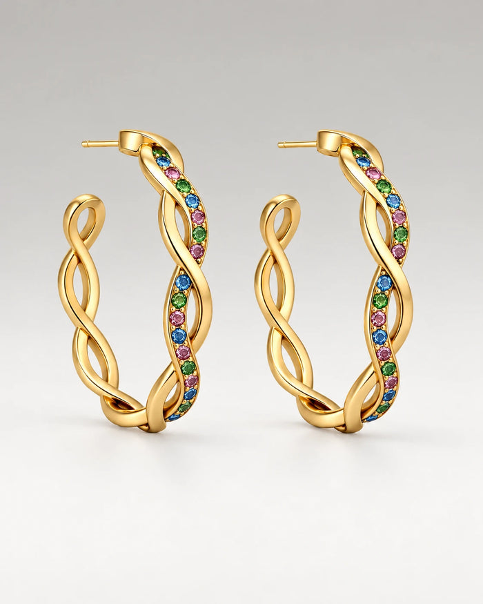 Round Wave Multi Hoops 18K Guldbelagt