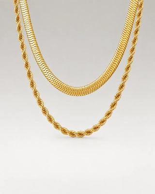 Slange Choker + Rope Gavesæt 18K Guldbelagt 2mm