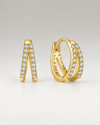 Small Double Zirkonia Hoops 18K Guldbelagt