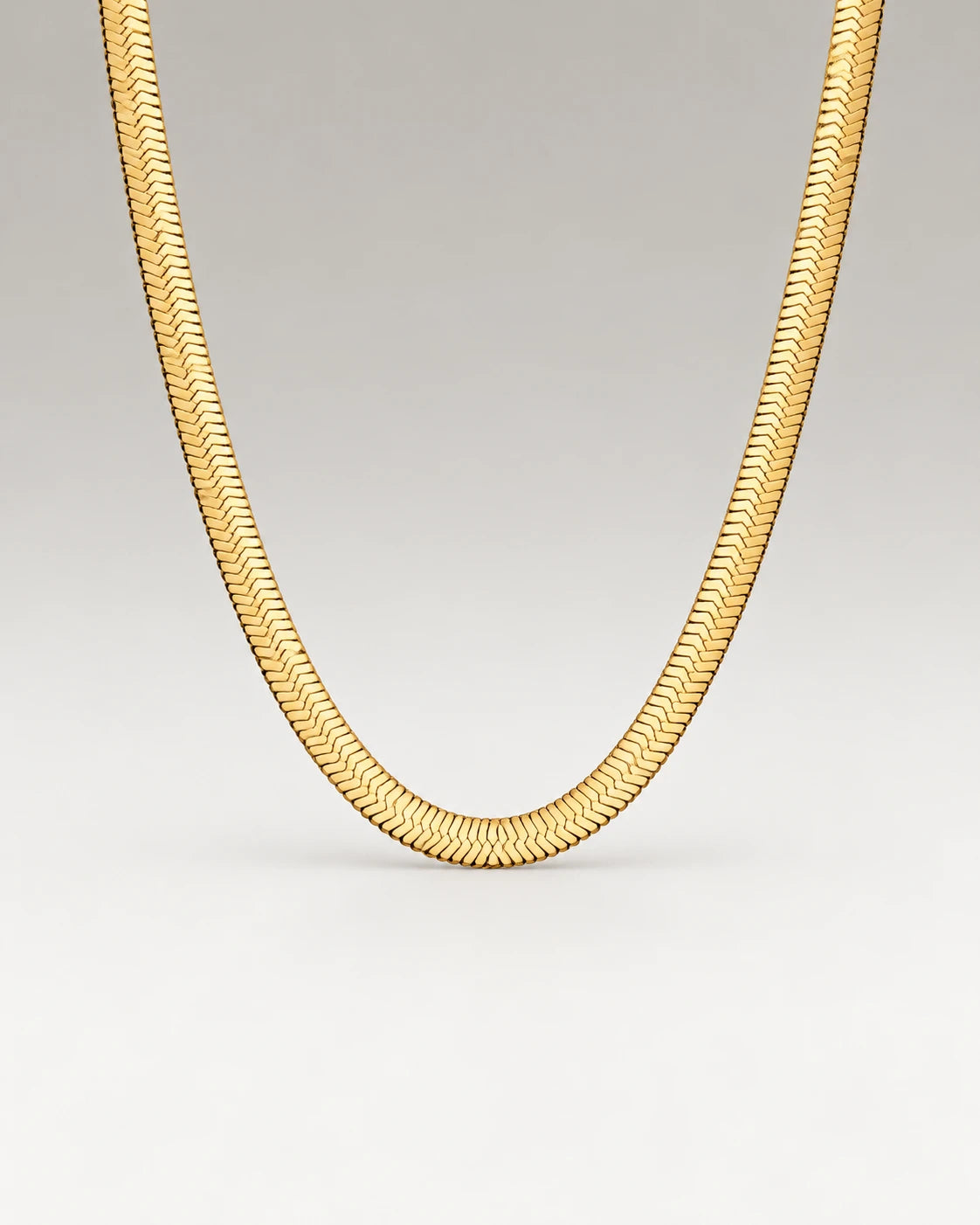 Flad Slange Choker 18K Guldbelagt 4mm