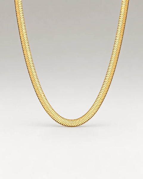 Flad Slange Choker 18K Guldbelagt 4mm