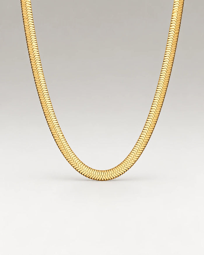 Flad Slange Choker 18K Guldbelagt 4mm
