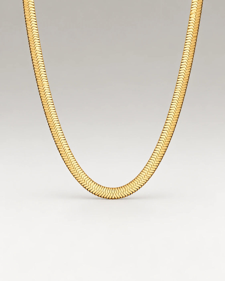 Flad Slange Choker 18K Guldbelagt 4mm