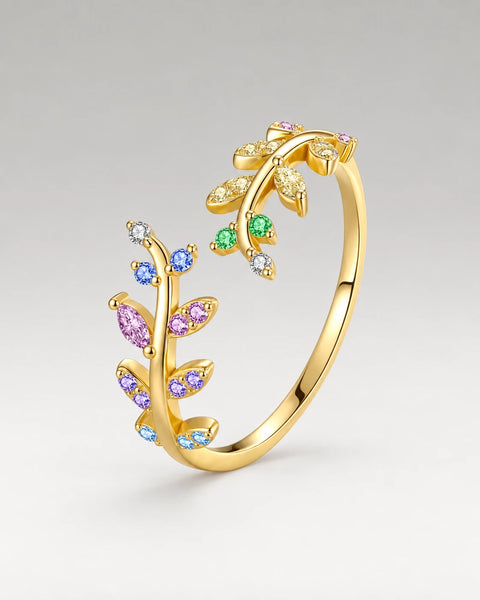 Summer Zirkonia Leaf Ring 18K Guldbelagt