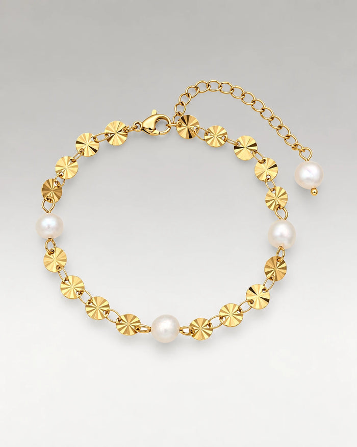 Sunburst Ferskvandsperle Armbånd 18K Guldbelagt