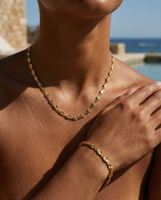 Sunburst Choker + Armbånd Gavesæt 18K Guldbelagt