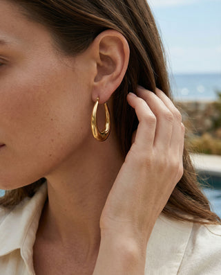 Klassisk Teardrop Hoops 18K Guldbelagt