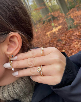 Zirkonia Beaded Heart Ring 18K Guldbelagt