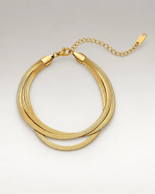 Triple Flad Slange Armbånd 18K Guldbelagt 9mm