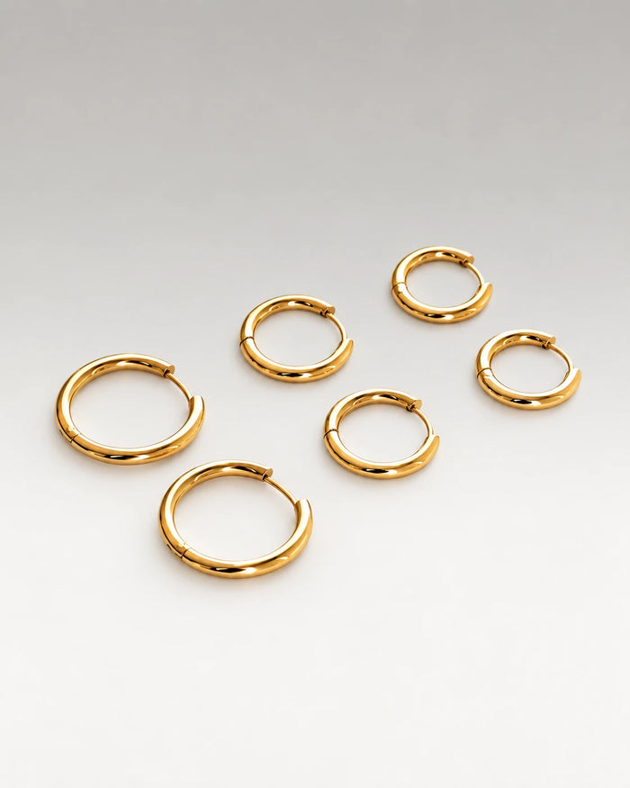 Triple Hoops Gavesæt 18K Guldbelagt
