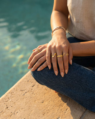 Champagne Zirkonia Leaf Ring 18K Guldbelagt