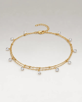 Zirkonia Beads Ankelkæde 18K Guldbelagt
