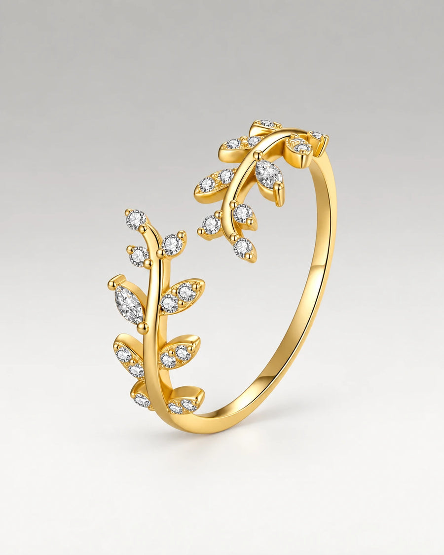 Zirkonia Leaf Ring 18K Guldbelagt