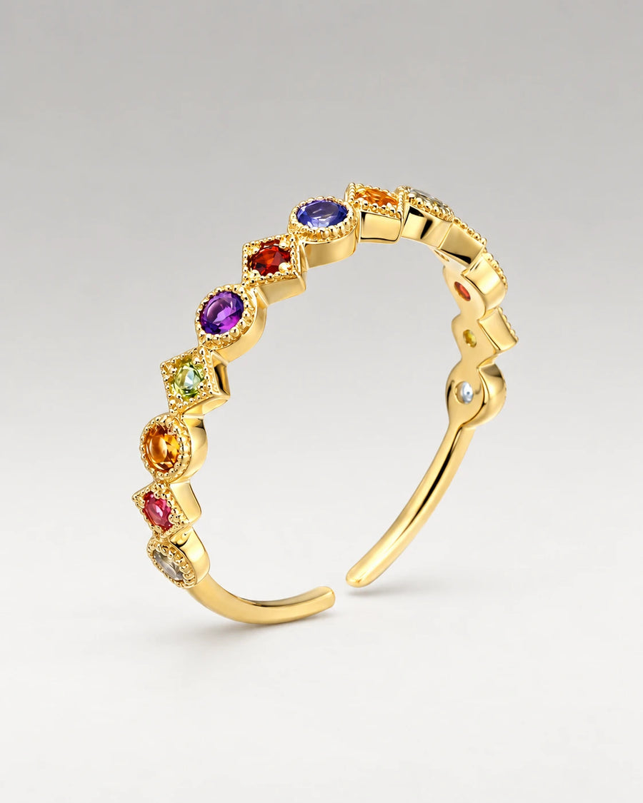 Zirkonia Regnbue Ring 18K Guldbelagt