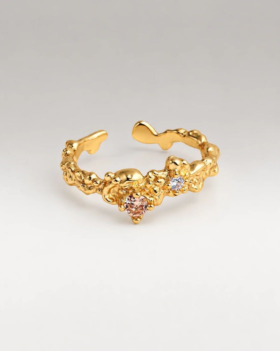 Champagne Zirkonia Ring 18K Guldbelagt