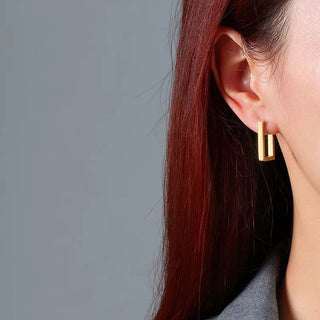 Small Rectangle Hoops 18K Guldbelagt