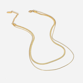 Flad Slange Layer Choker Gavesæt 18K Guldbelagt