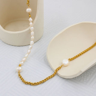 Elegant Freshwater Pearl Halskæde 18K Guldbelagt